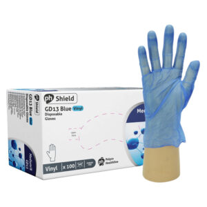 Shield GD13 Blue Powder Free Vinyl Gloves - Box of 100 Large