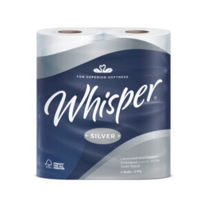 Whisper Silver 2-Ply Toilet Rolls - Case of 40 x 210 Sheets