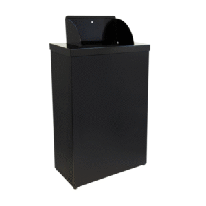 30 Litre Black Metal Compact Sanitary Waste Bin - Matte Black