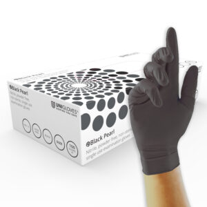 PEARL Black Powder Free Nitrile Examination Gloves - Box of 100 Large