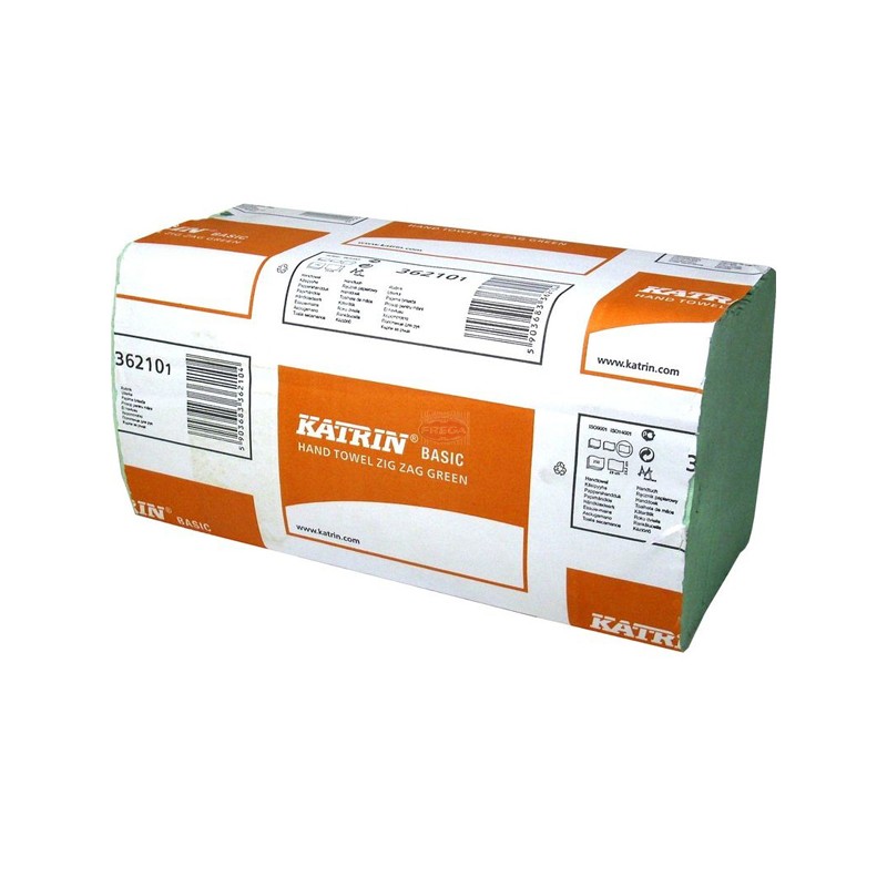Katrin 362101 Zig Zag Green 2-Ply Paper Hand Towels - Case of 5000
