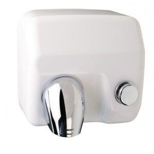 Push Button Nozzle Hand Dryer - White Metal