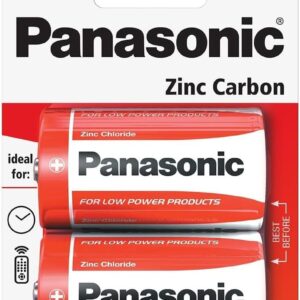 Panasonic D Zinc Carbon Batteries - Pack of 2
