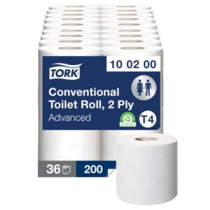 Tork 100200 White 2-Ply Toilet Rolls 200 Sheet - Case of 36