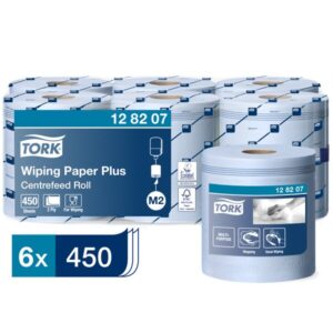 Tork 128207 Blue 2-Ply Wiping Paper Plus - Case of 6 x 157.5m