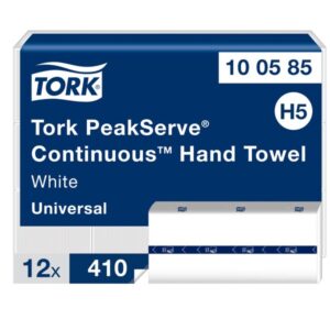 Tork 100585 White 1-Ply PeakServe Continuous Hand Towels - Case of 4920