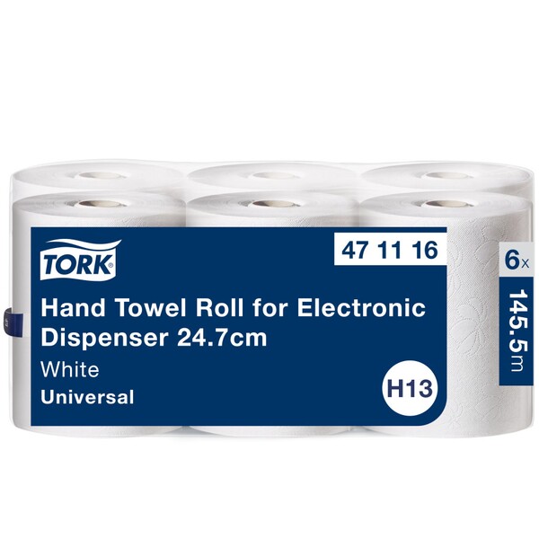 Tork 471116 White 1-Ply Hand Towel Rolls For Electronic Dispensers - 6 x 145.5 Metres