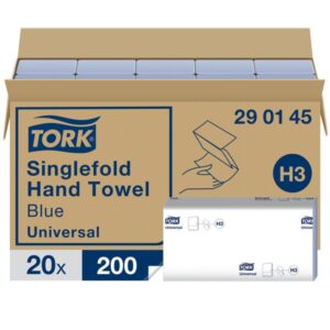 Tork 290145 Blue 2-Ply Singlefold Hand Towels - Case of 3750