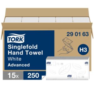 Tork 290163 White 2-Ply Soft Singlefold Hand Towels - Case of 3750