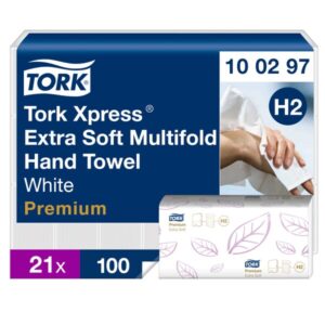 Tork 100297 White 2-Ply Extra Soft Multifold Hand Towels - Case of 2100