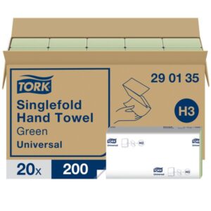 Tork 290135 Green 1-Ply Singlefold Hand Towels - Case of 4000