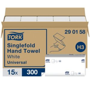 Tork 290158 White 1-Ply Singlefold Hand Towels - Case of 4500
