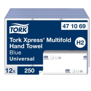 Tork 471069 Blue 1-Ply Xpress Multifold Hand Towels - Case of 3000
