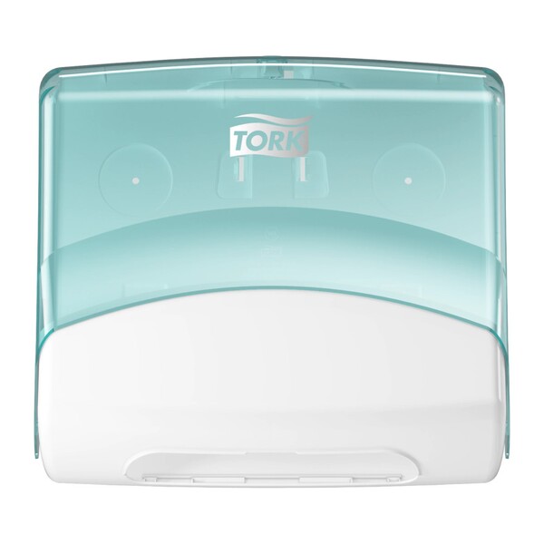 Tork 654000 Folded Wiper / Cloth Dispenser - White & Turquoise