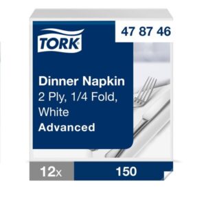 Tork 478746 White 2-Ply Dinner Napkins - Case of 1800