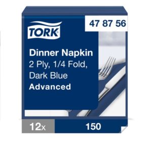 Tork 478756 Dark Blue 2-Ply Dinner Napkins - Case of 1800