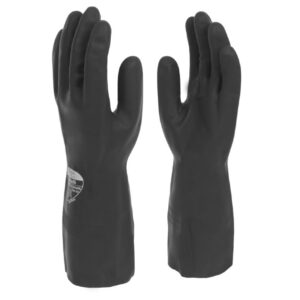 Shield GI/6406 Industrial Chemical Resistant Black Rubber Gloves - Pair of 1 Medium