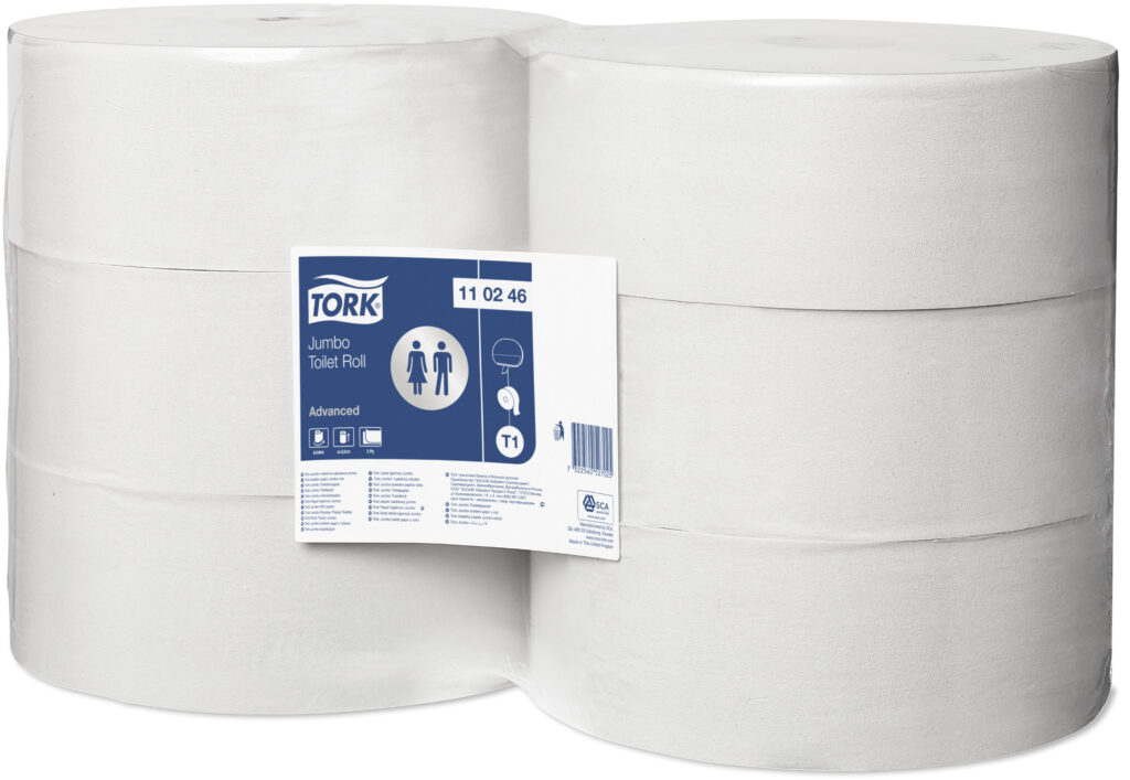 Tork 110246 Advanced White 2-Ply Jumbo White Toilet Rolls - Case of 6 x 340m