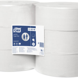 Tork 110246 Advanced White 2-Ply Jumbo White Toilet Rolls - Case of 6 x 340m