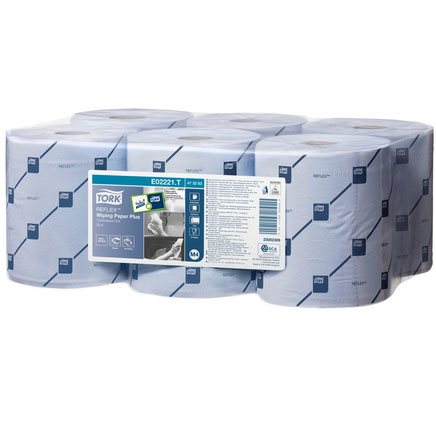 Tork 473263 Blue 2-Ply Reflex Wiping Paper Plus - 6 x 150 Metres