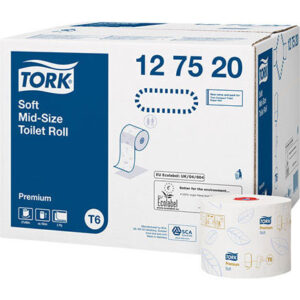 Tork 127520 Soft Mid-Size White 2-Ply Toilet Rolls - Case of 27 x 90m