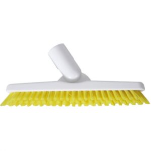 Washable 23cm Stiff Grout Brush & 125cm Aluminium Handle - Yellow
